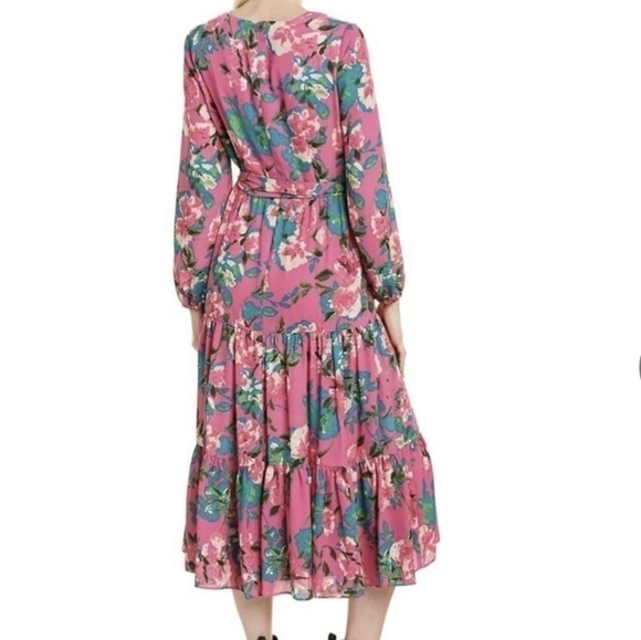 NWT Tahari Floral dress Long Sleeve Floral Print Surplus with Prairie Skirt 10 - Picture 3 of 12